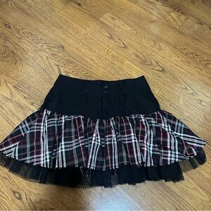 Hot Topic Social Collision Black Red Plaid Mini Skirt XS gothic grunge